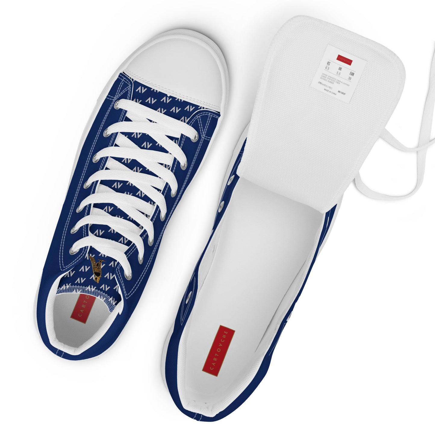 Men’s High Top Canvas Shoes | 'Cartovche Horus' (Navy & White)