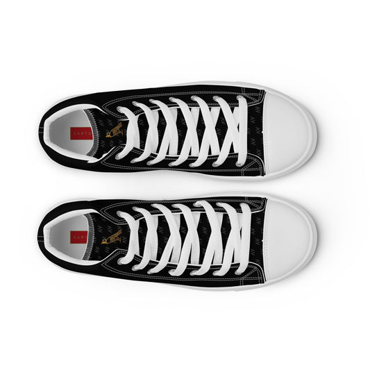 Men’s High Top Canvas Shoes | 'Cartovche Horus' (Black & White)