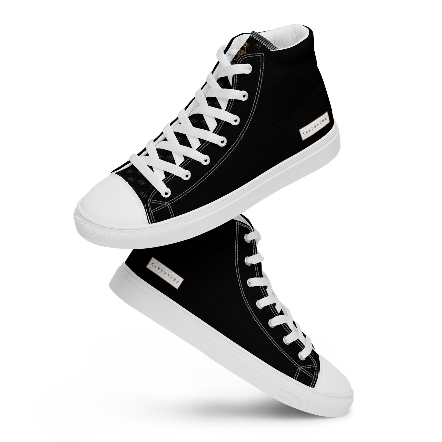 Men’s High Top Canvas Shoes | 'Cartovche Horus' (Black & White)