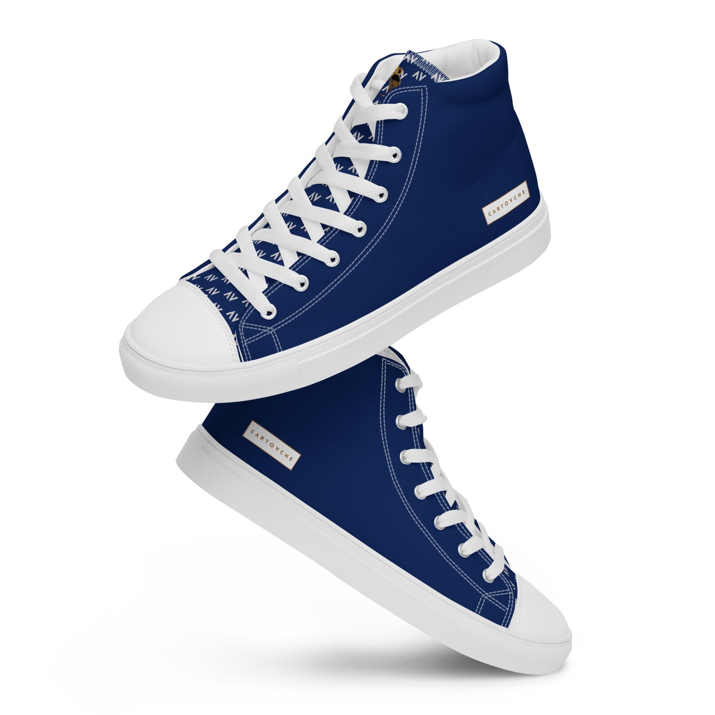 Men’s High Top Canvas Shoes | 'Cartovche Horus' (Navy & White)