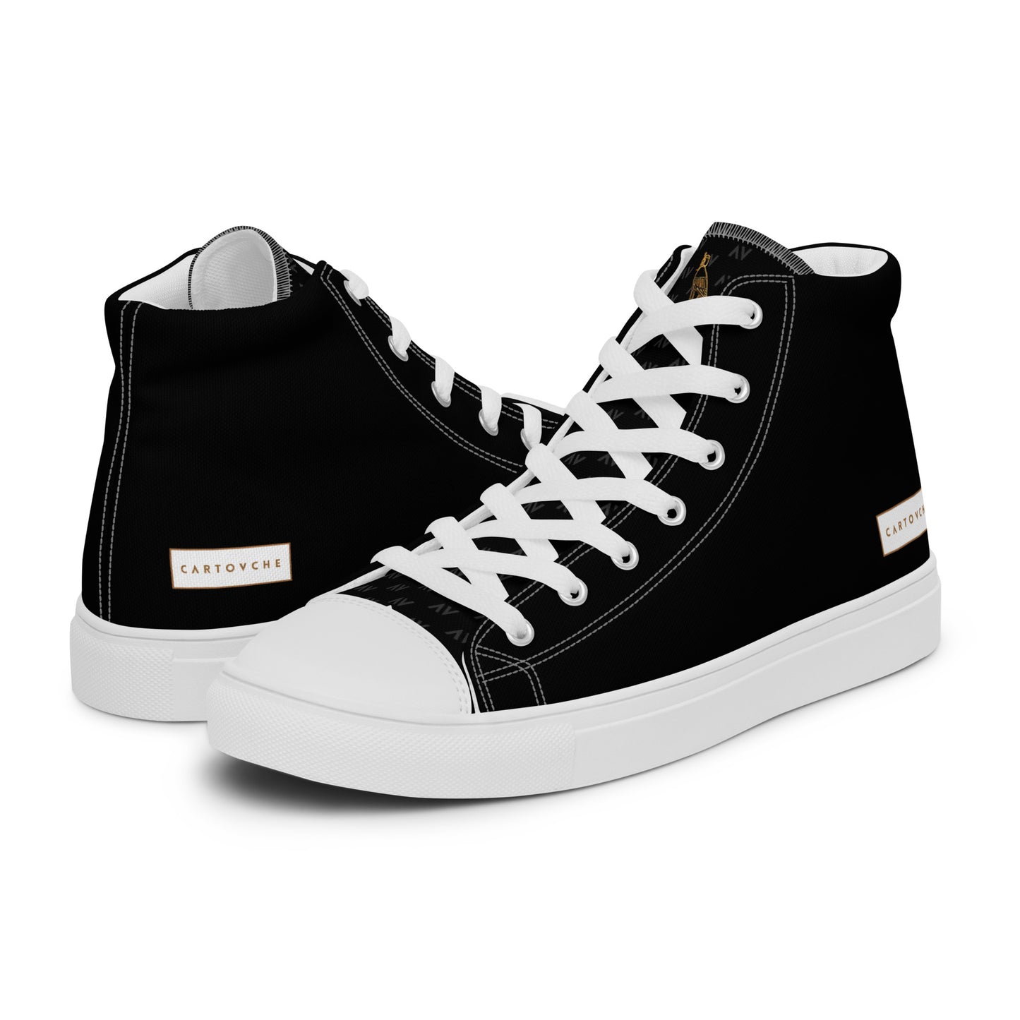 Men’s High Top Canvas Shoes | 'Cartovche Horus' (Black & White)