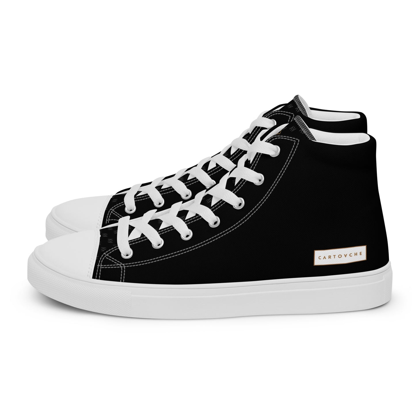 Men’s High Top Canvas Shoes | 'Cartovche Horus' (Black & White)