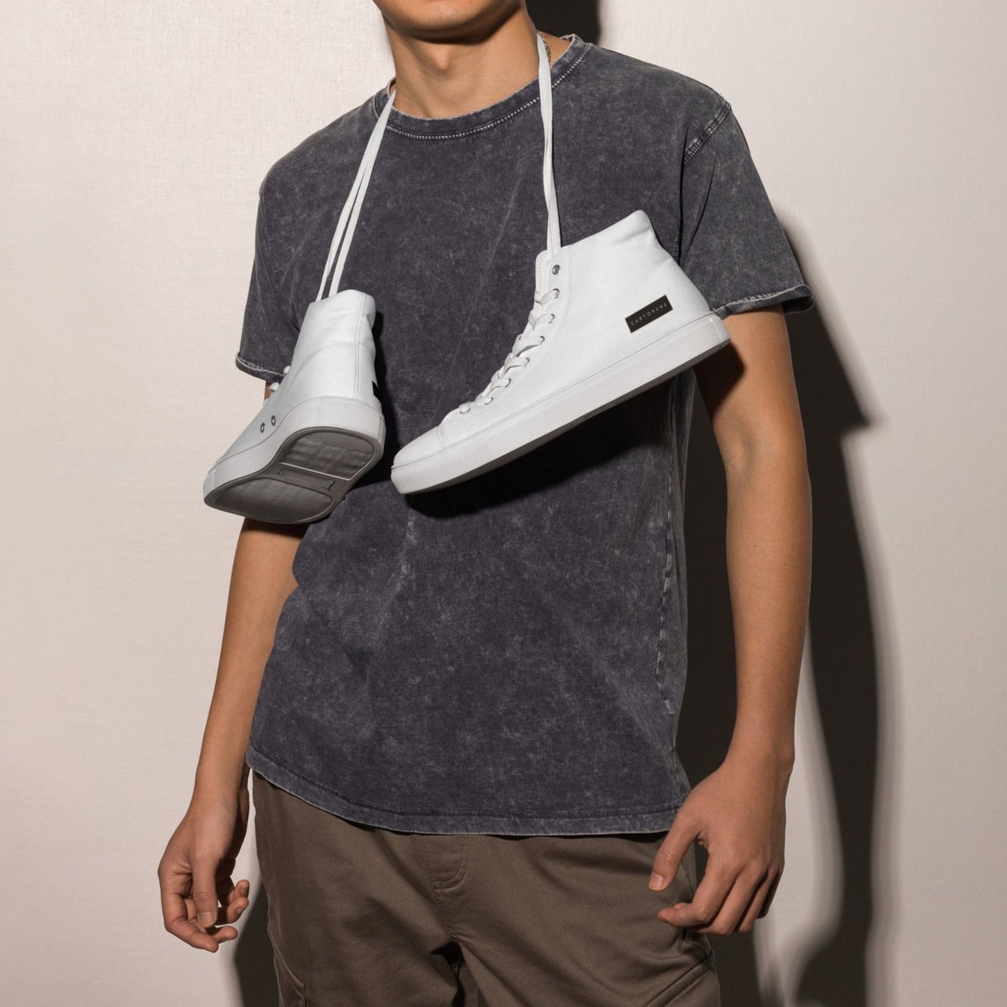 Men’s High Top Canvas Shoes | 'Cartovche Horus' (All White)