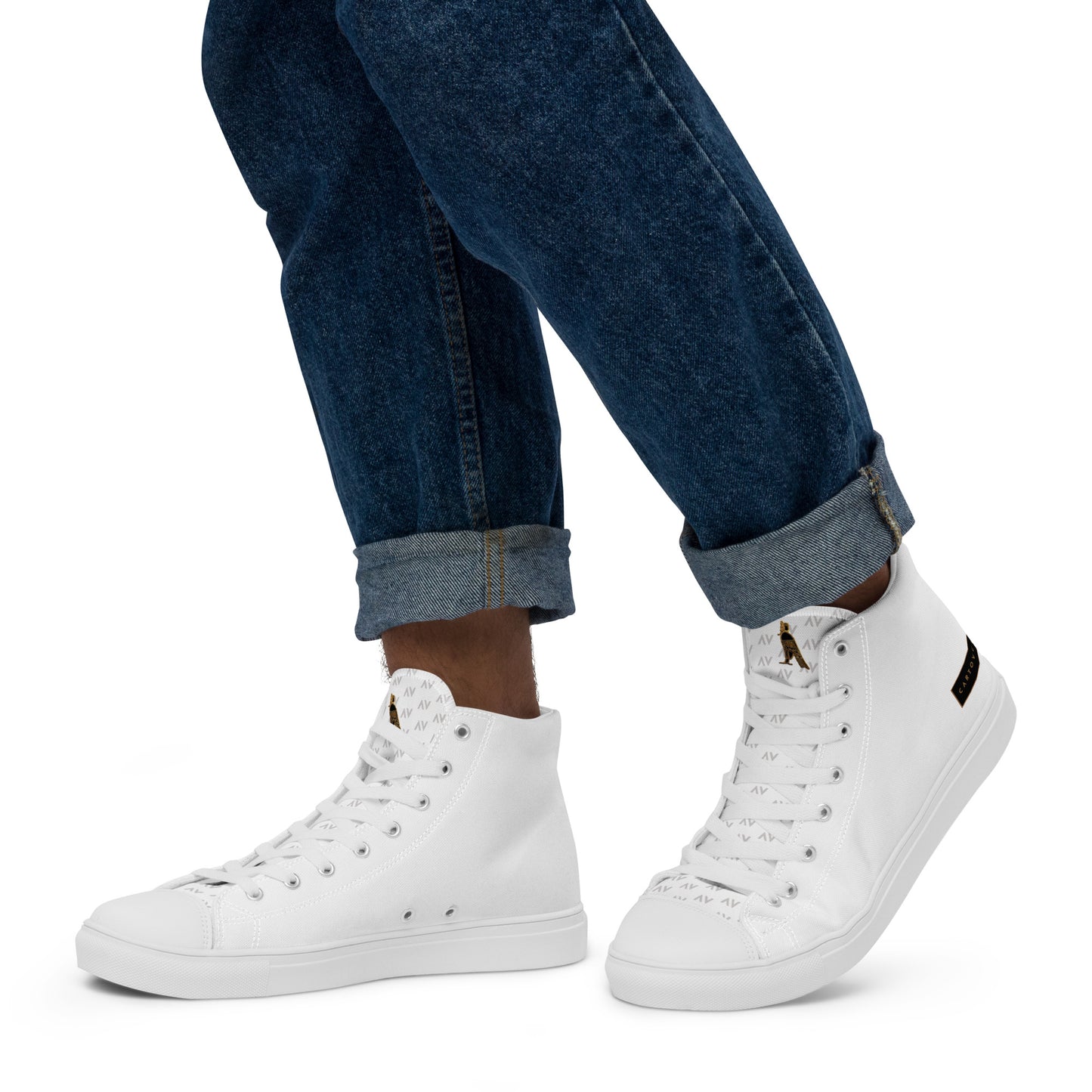 Men’s High Top Canvas Shoes | 'Cartovche Horus' (All White)