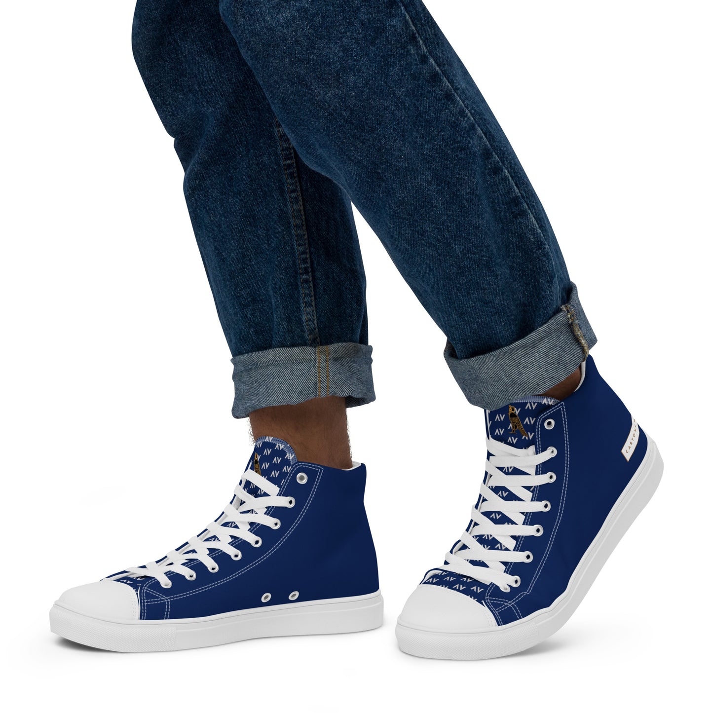 Men’s High Top Canvas Shoes | 'Cartovche Horus' (Navy & White)