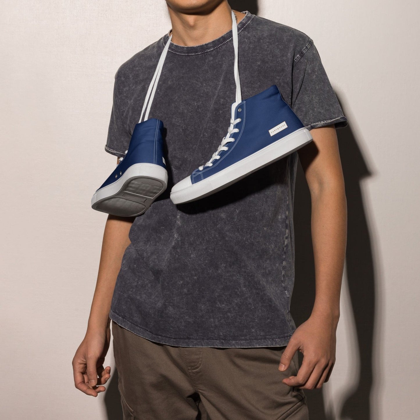 Men’s High Top Canvas Shoes | 'Cartovche Horus' (Navy & White)