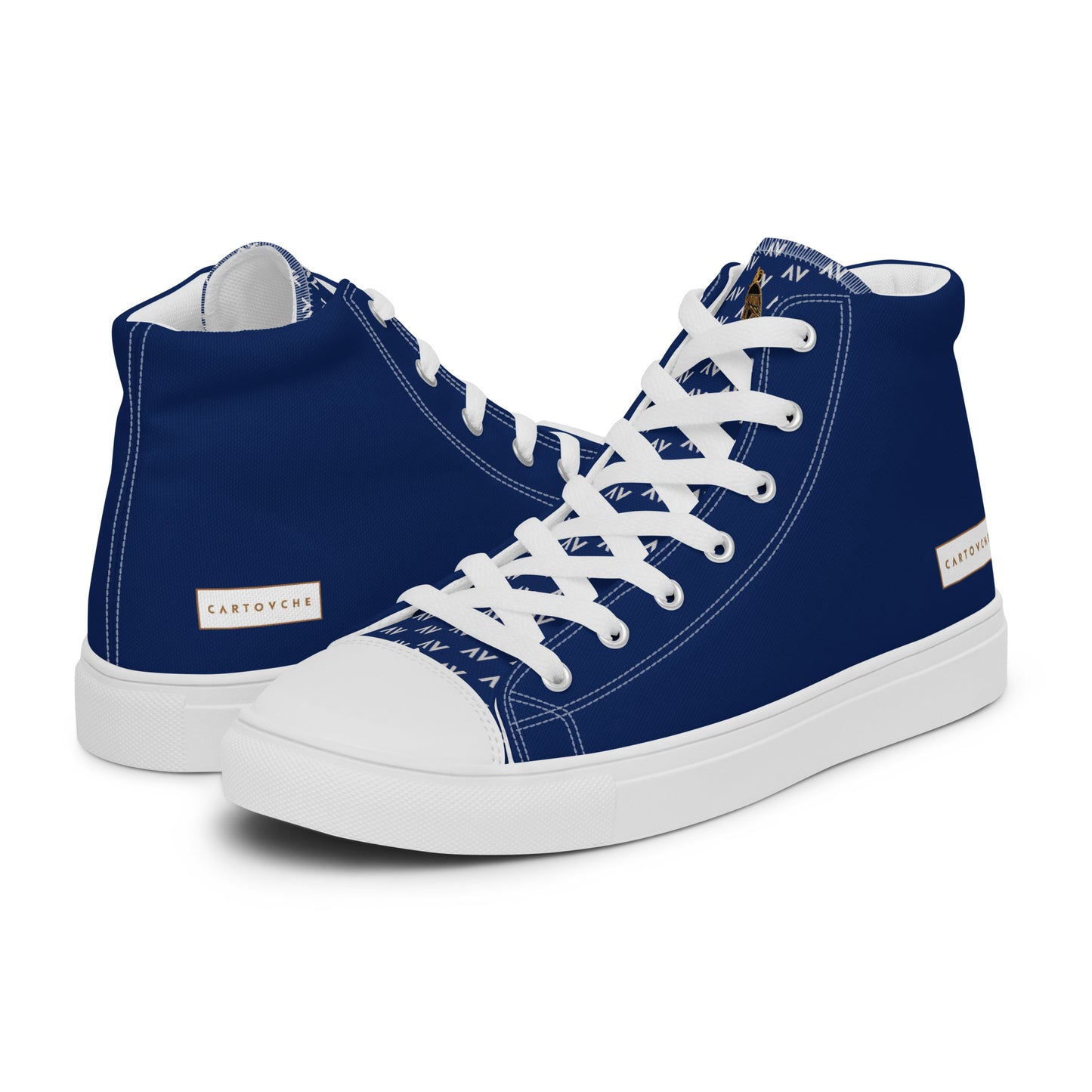 Men’s High Top Canvas Shoes | 'Cartovche Horus' (Navy & White)
