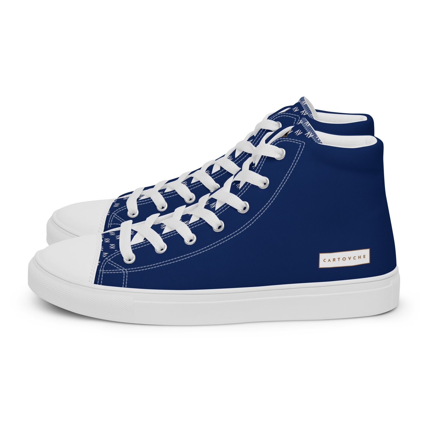 Men’s High Top Canvas Shoes | 'Cartovche Horus' (Navy & White)
