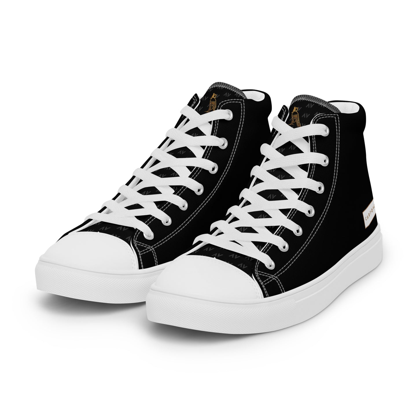 Men’s High Top Canvas Shoes | 'Cartovche Horus' (Black & White)