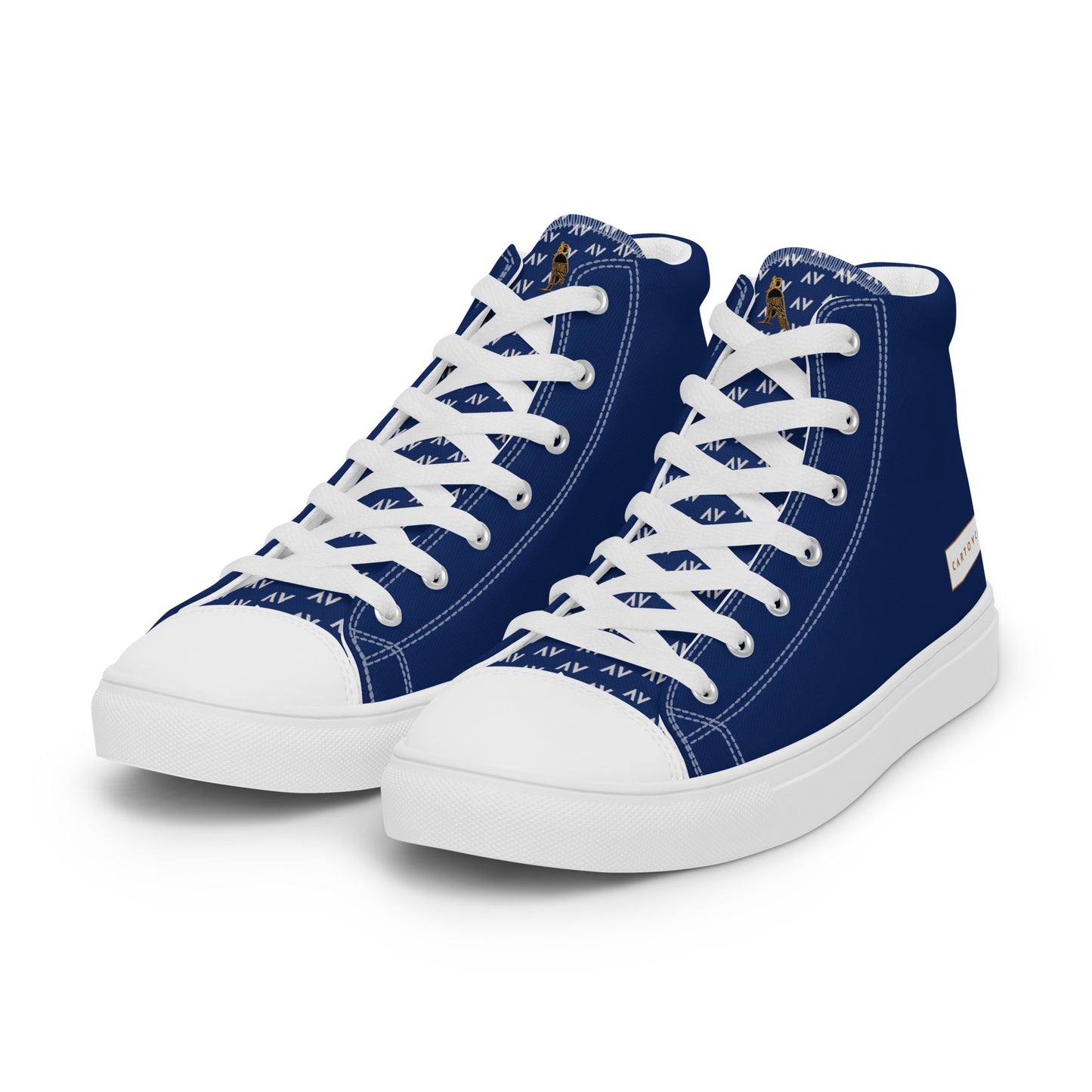 Men’s High Top Canvas Shoes | 'Cartovche Horus' (Navy & White)