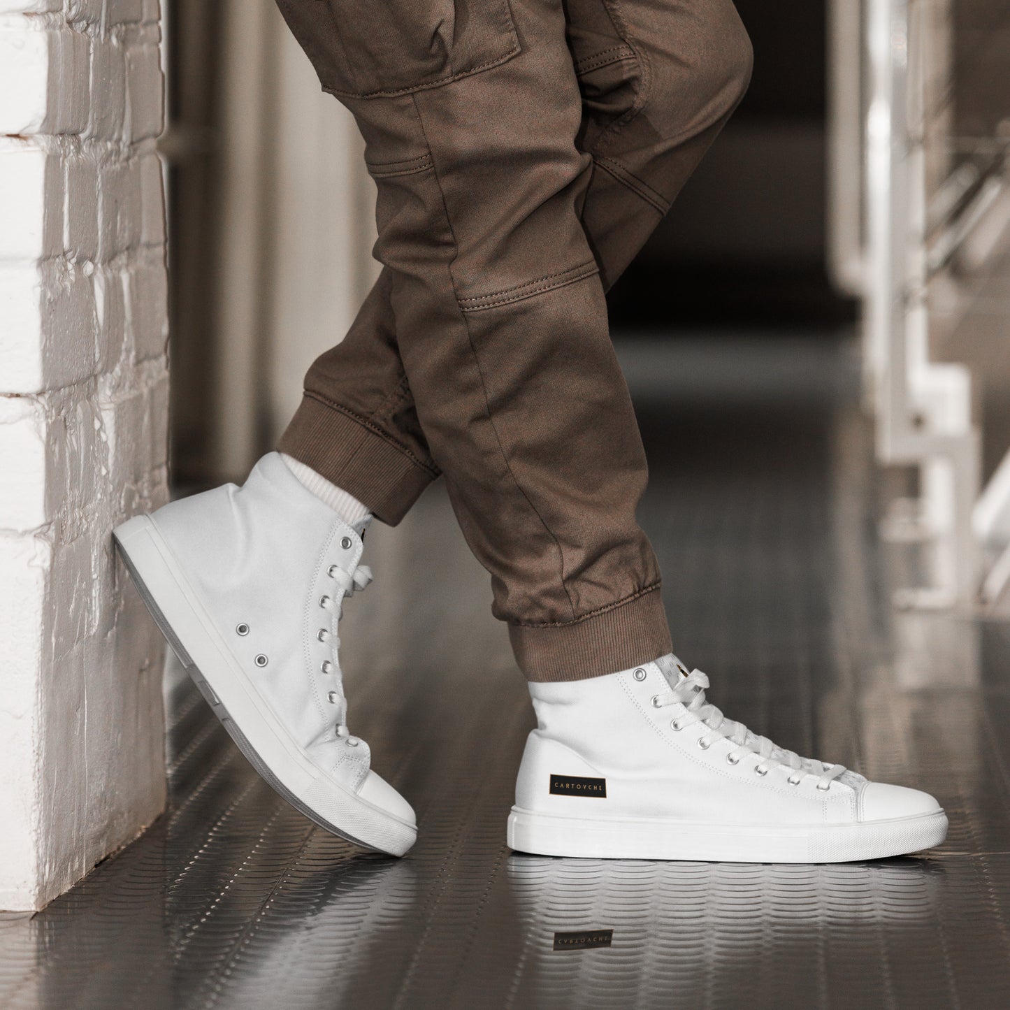 Men’s High Top Canvas Shoes | 'Cartovche Horus' (All White)