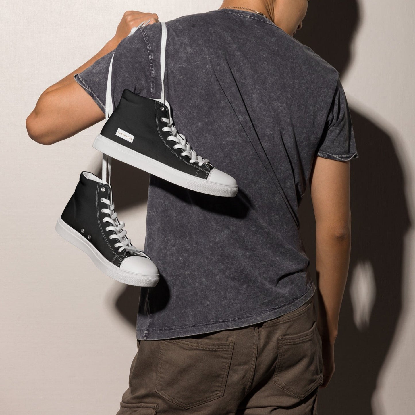Men’s High Top Canvas Shoes | 'Cartovche Horus' (Black & White)