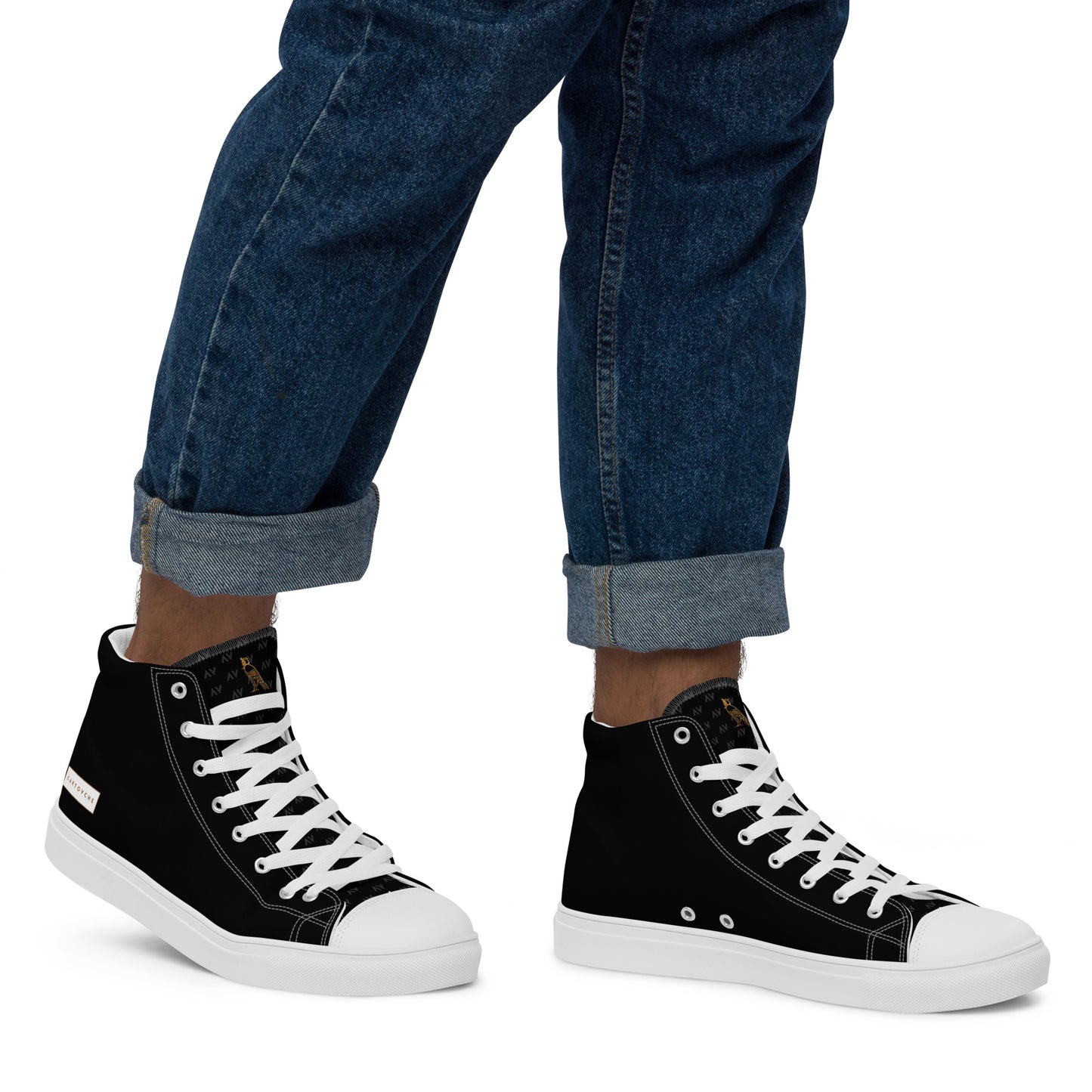 Men’s High Top Canvas Shoes | 'Cartovche Horus' (Black & White)