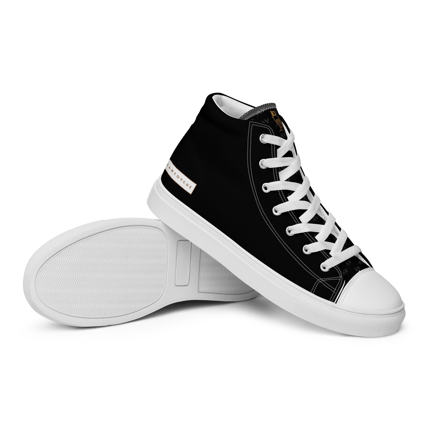 Men’s High Top Canvas Shoes | 'Cartovche Horus' (Black & White)