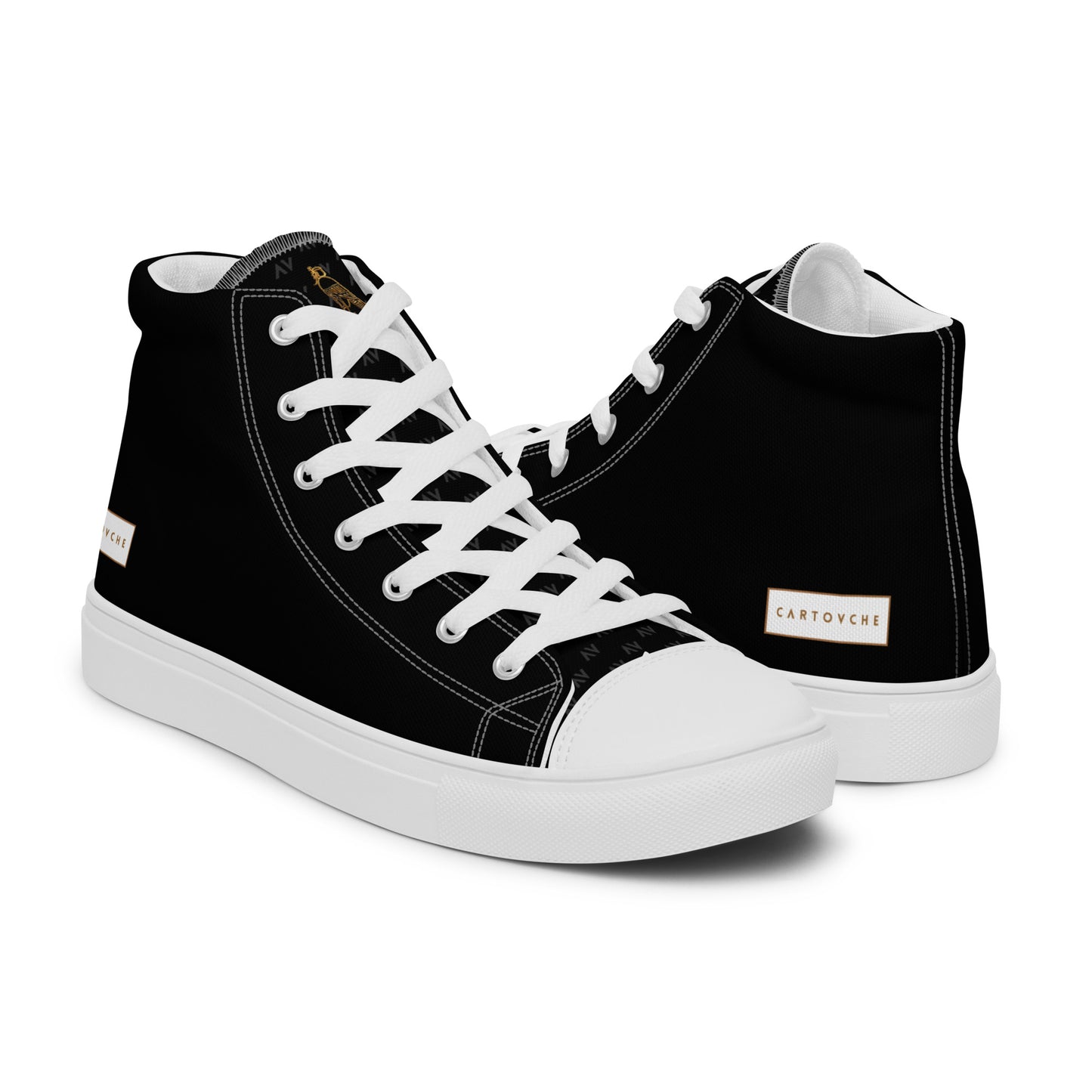 Men’s High Top Canvas Shoes | 'Cartovche Horus' (Black & White)