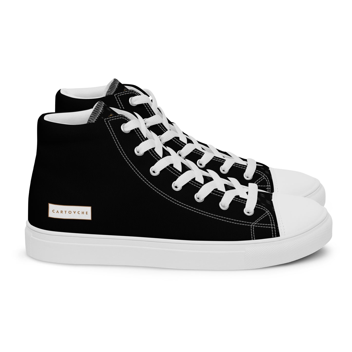 Men’s High Top Canvas Shoes | 'Cartovche Horus' (Black & White)