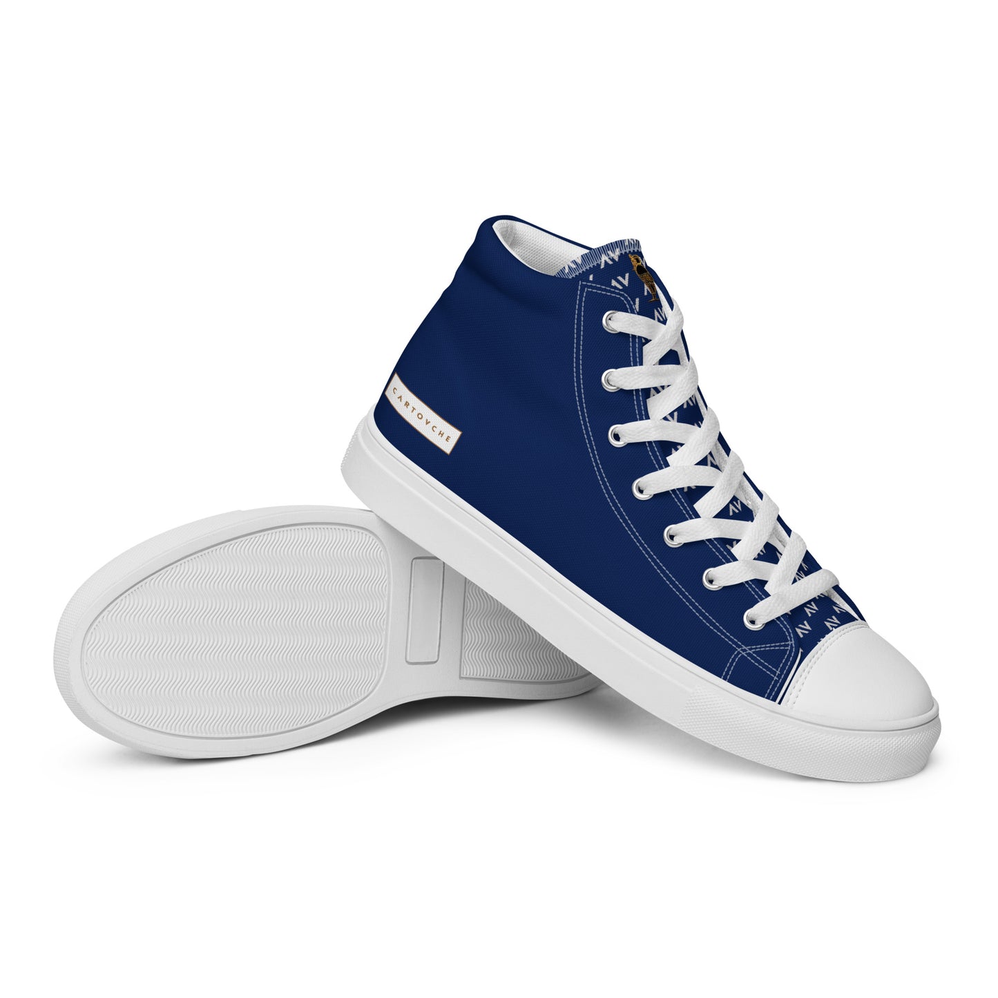 Men’s High Top Canvas Shoes | 'Cartovche Horus' (Navy & White)