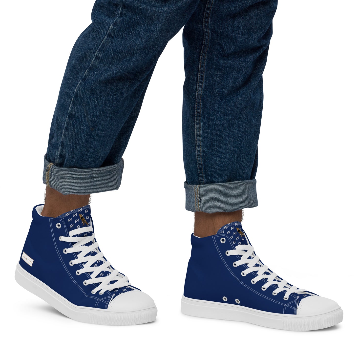 Men’s High Top Canvas Shoes | 'Cartovche Horus' (Navy & White)
