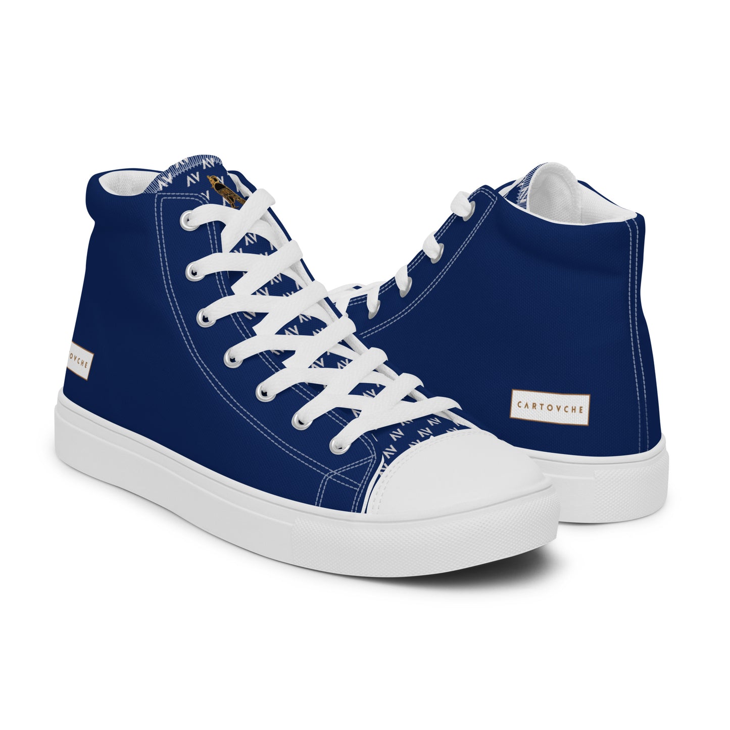 Men’s High Top Canvas Shoes | 'Cartovche Horus' (Navy & White)