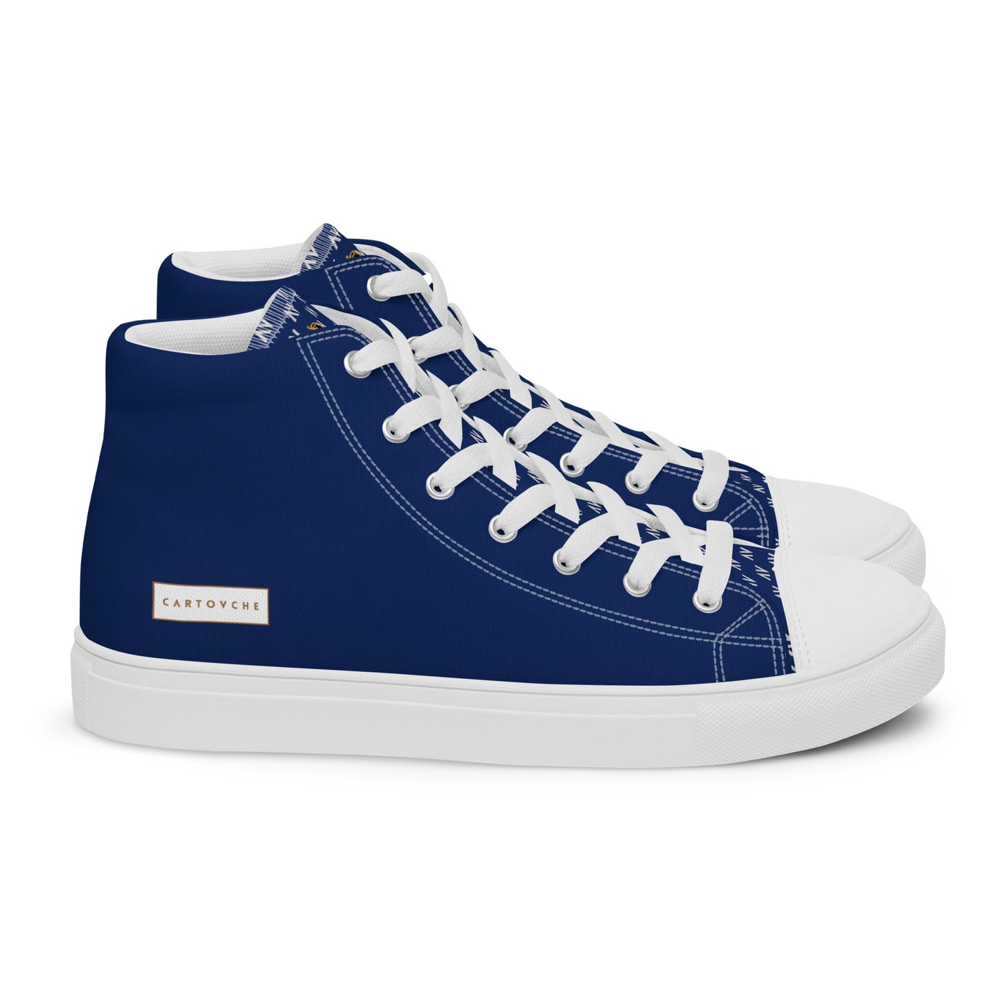 Men’s High Top Canvas Shoes | 'Cartovche Horus' (Navy & White)