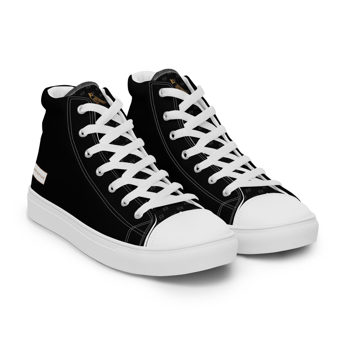 Men’s High Top Canvas Shoes | 'Cartovche Horus' (Black & White)
