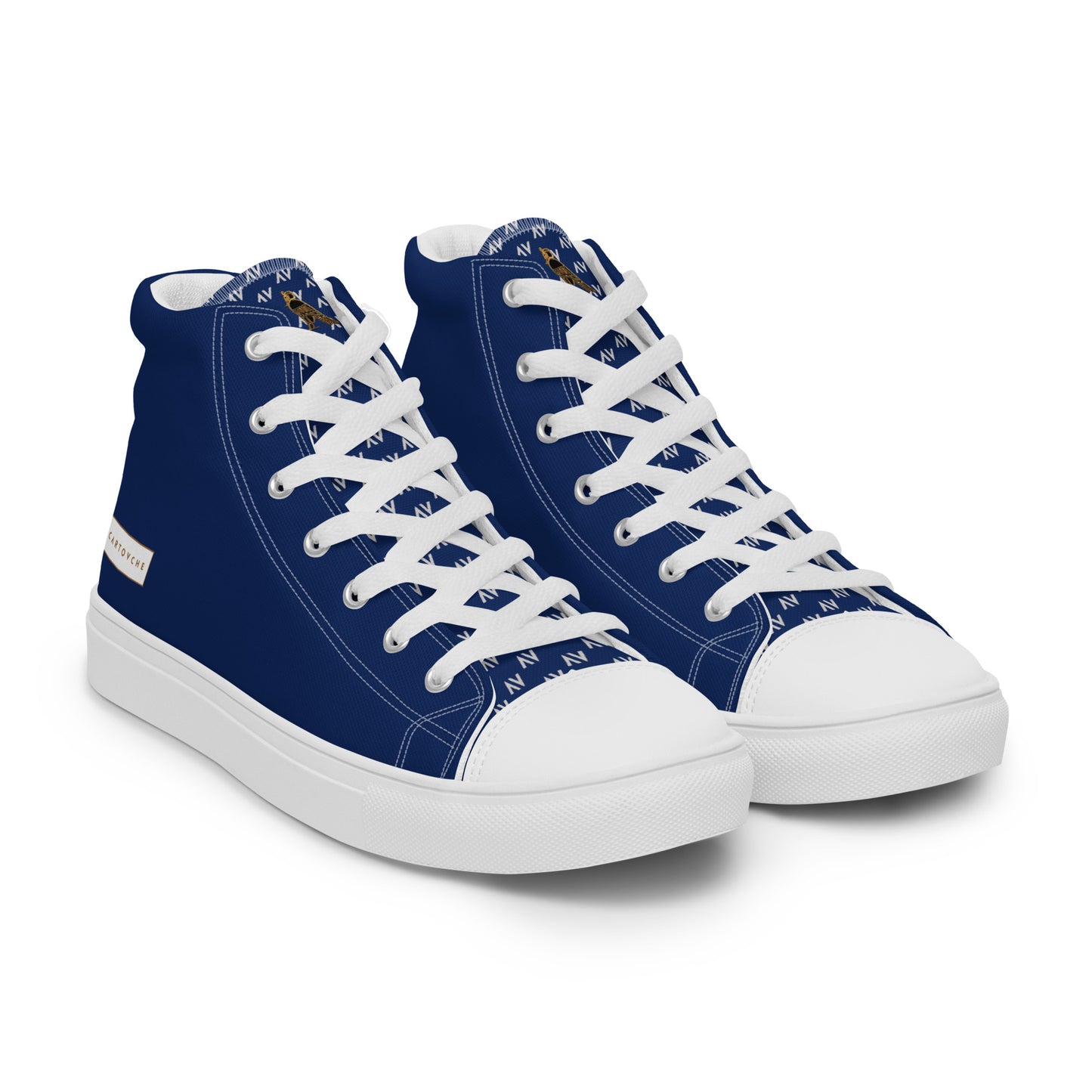 Men’s High Top Canvas Shoes | 'Cartovche Horus' (Navy & White)