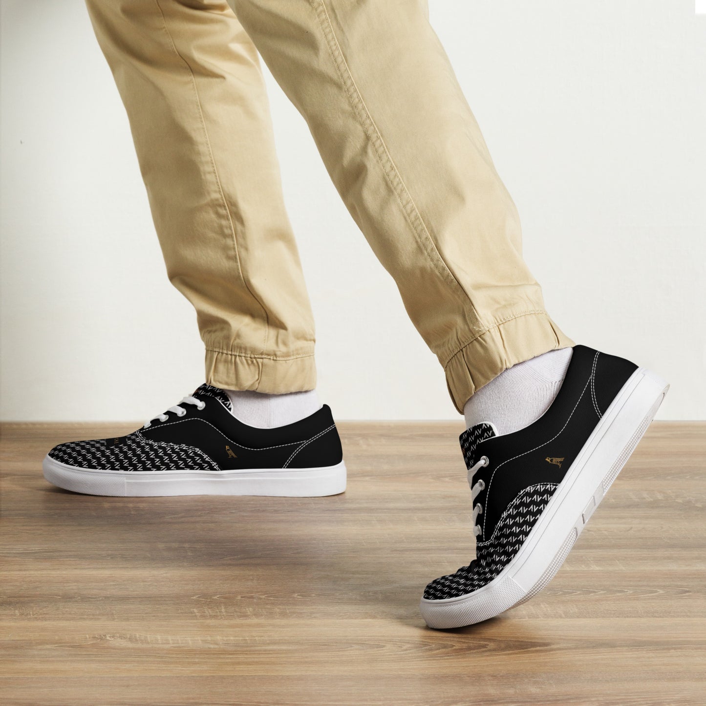 Men’s Lace-Up Canvas Shoes | 'Cartovche Osiris' (Black with White)