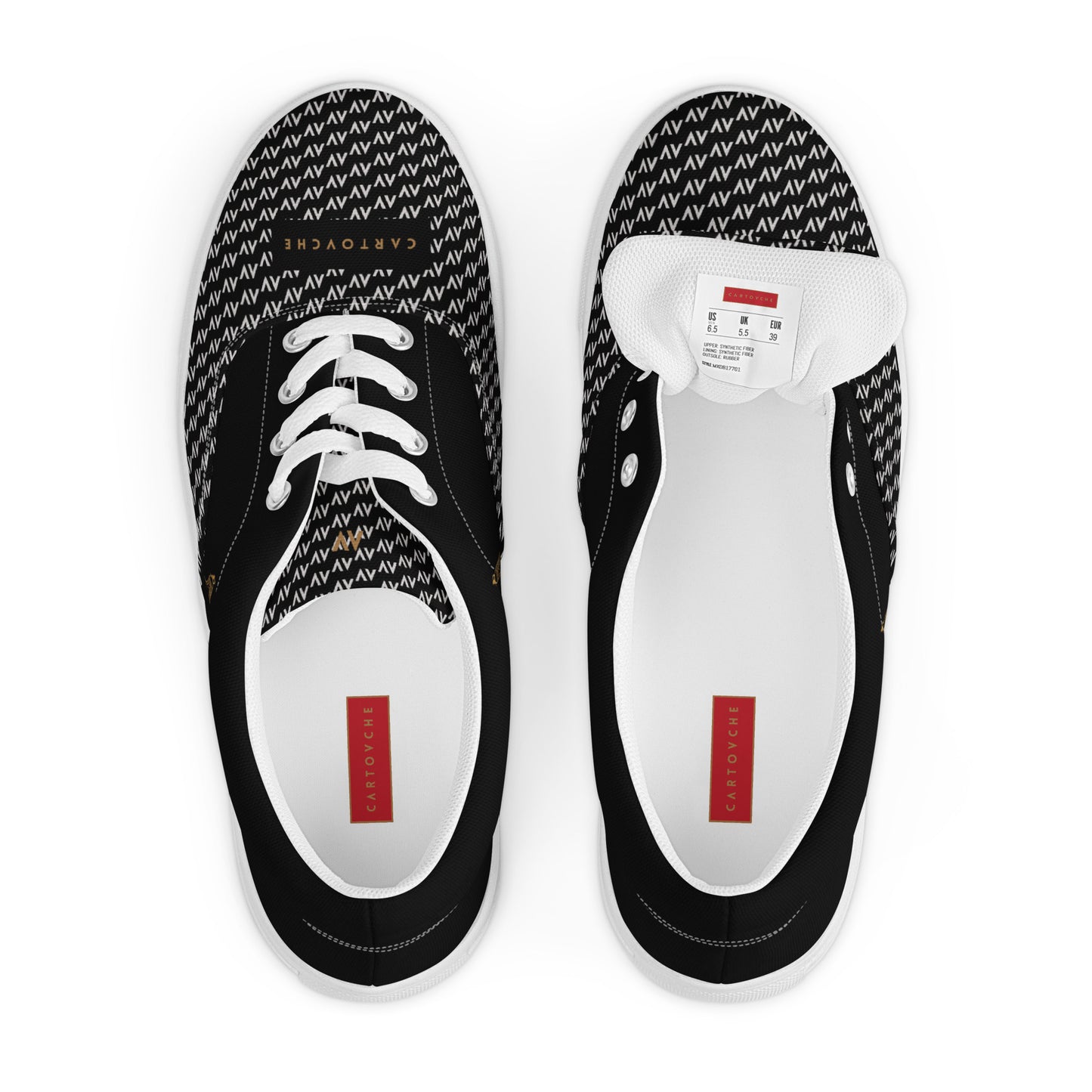 Men’s Lace-Up Canvas Shoes | 'Cartovche Osiris' (Black with White)