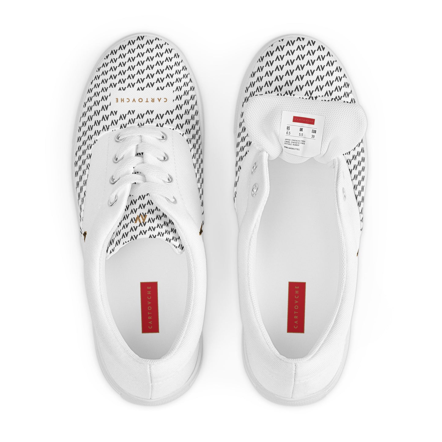 Men’s Lace-Up Canvas Shoes | 'Cartovche Osiris' (White with Black)