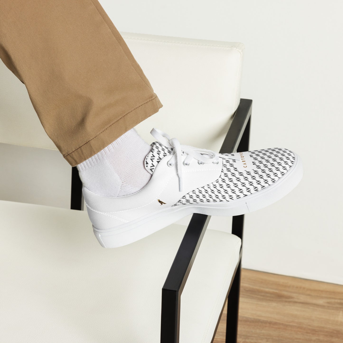 Men’s Lace-Up Canvas Shoes | 'Cartovche Osiris' (White with Black)