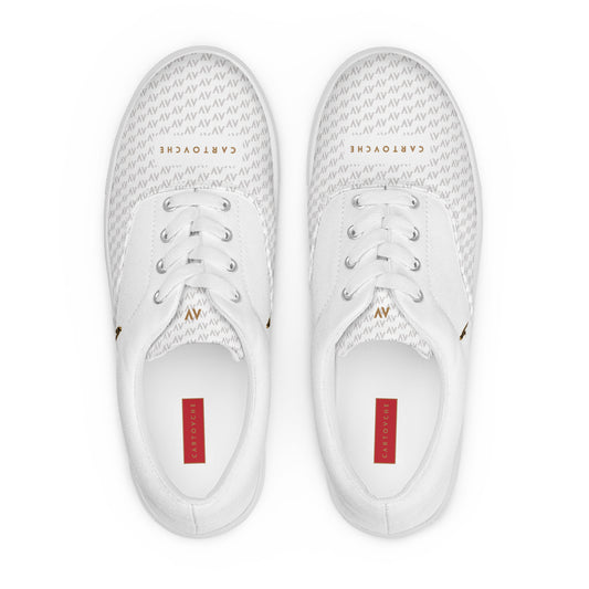 Men’s Lace-Up Canvas Shoes | 'Cartovche Osiris' (White with Grey)