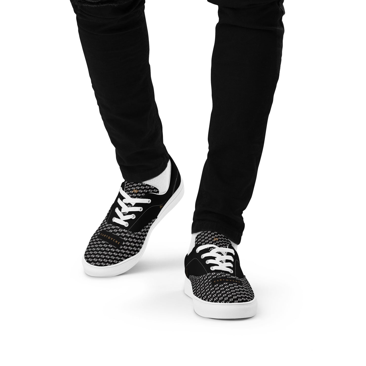 Men’s Lace-Up Canvas Shoes | 'Cartovche Osiris' (Black with White)