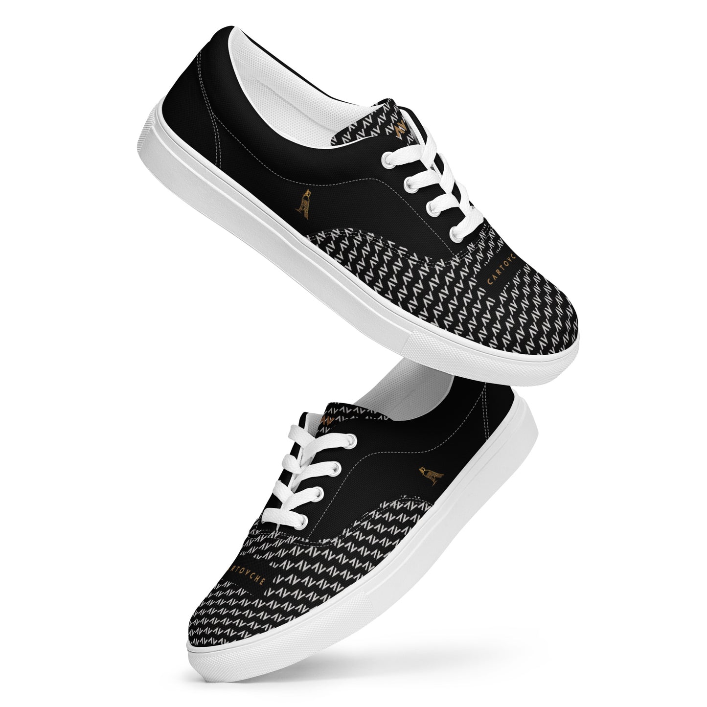 Men’s Lace-Up Canvas Shoes | 'Cartovche Osiris' (Black with White)