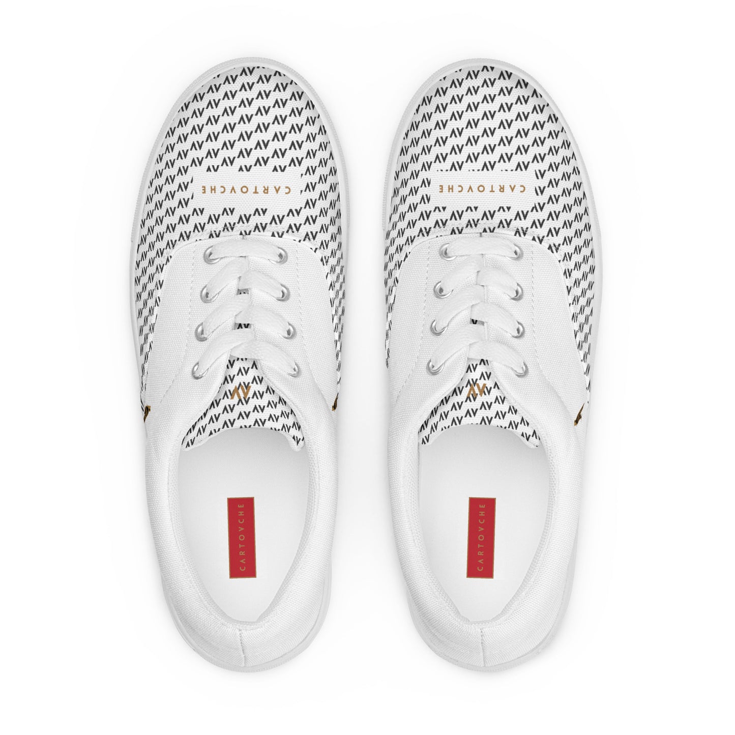 Men’s Lace-Up Canvas Shoes | 'Cartovche Osiris' (White with Black)