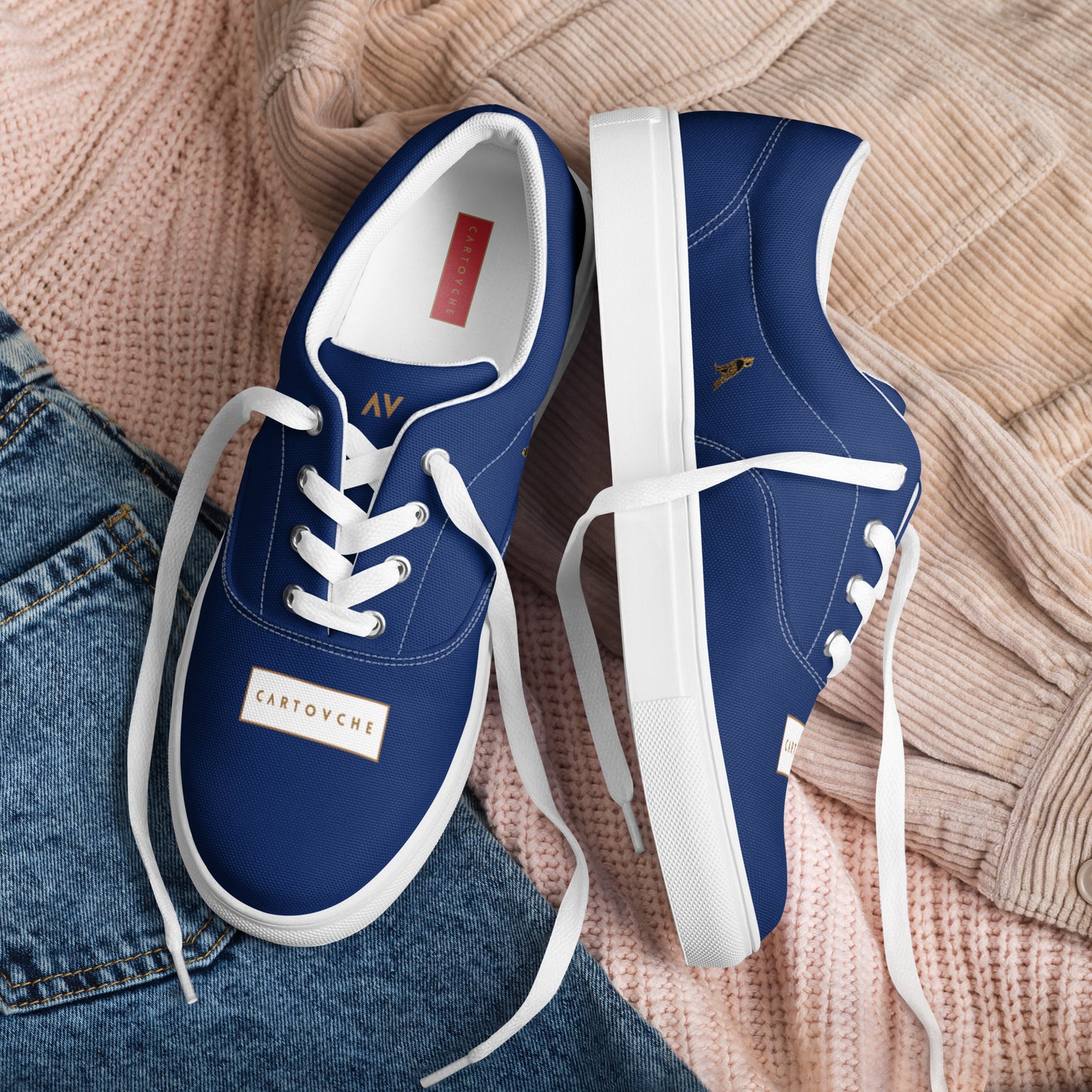 Men’s Lace-Up Canvas Shoes | 'Cartovche Osiris' (Navy & White)