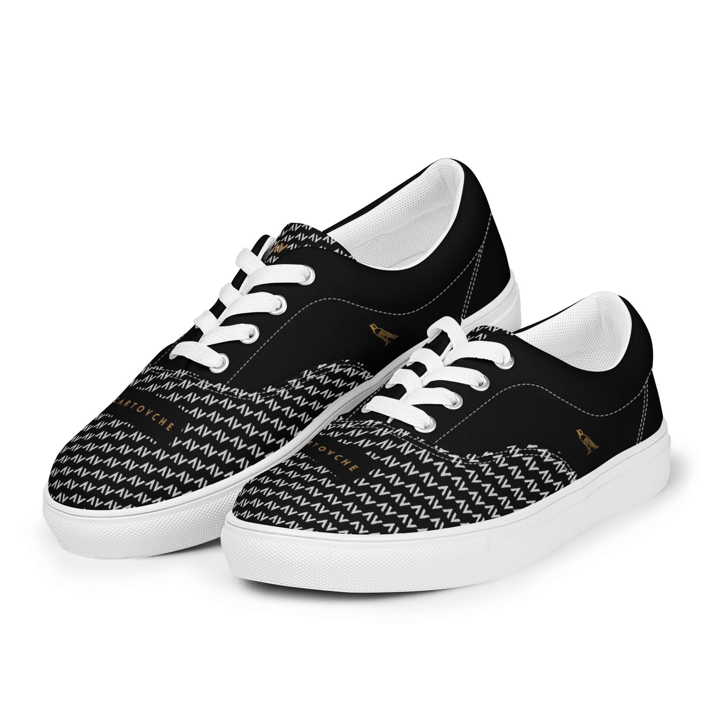 Men’s Lace-Up Canvas Shoes | 'Cartovche Osiris' (Black with White)