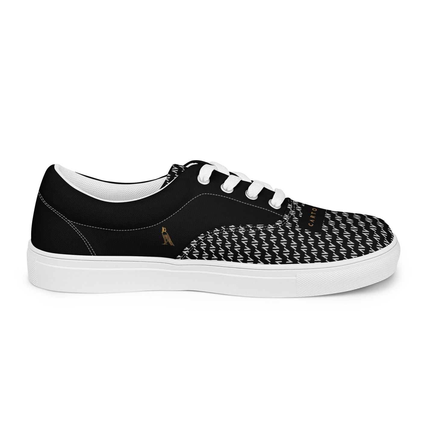 Men’s Lace-Up Canvas Shoes | 'Cartovche Osiris' (Black with White)