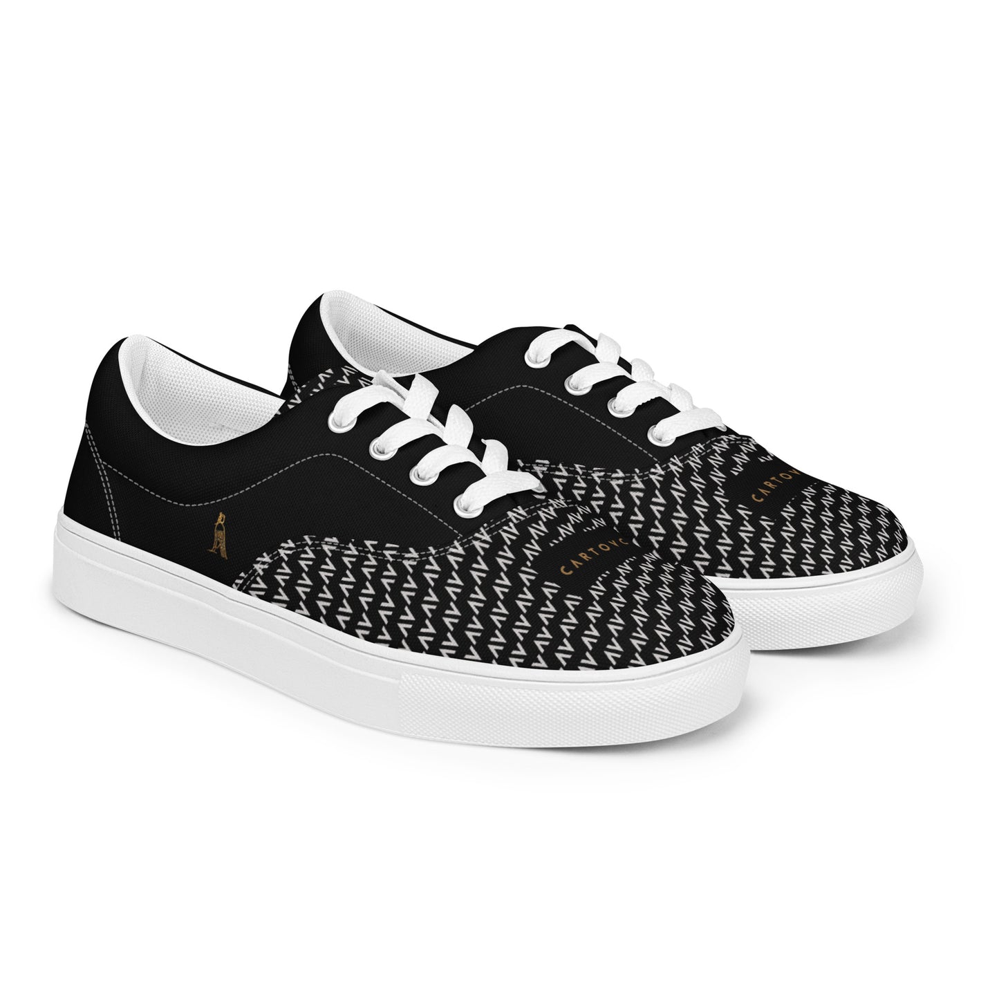Men’s Lace-Up Canvas Shoes | 'Cartovche Osiris' (Black with White)
