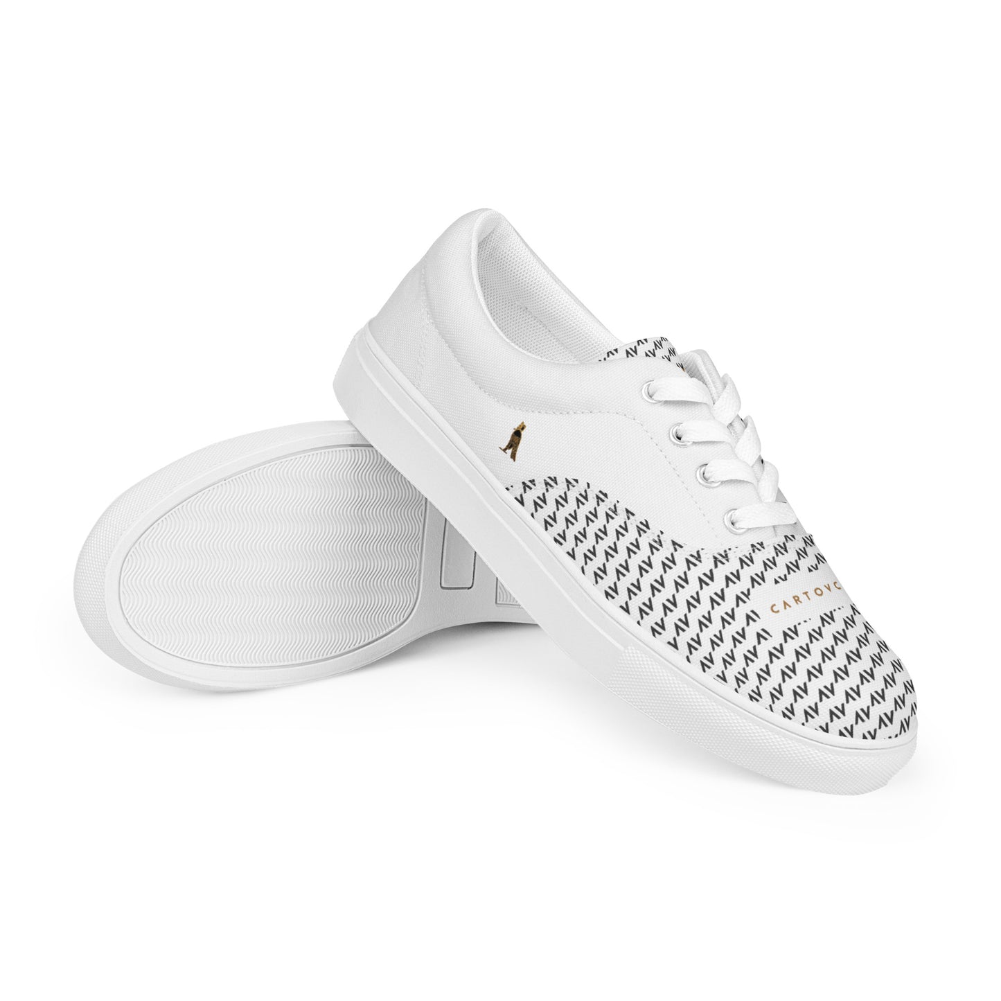Men’s Lace-Up Canvas Shoes | 'Cartovche Osiris' (White with Black)