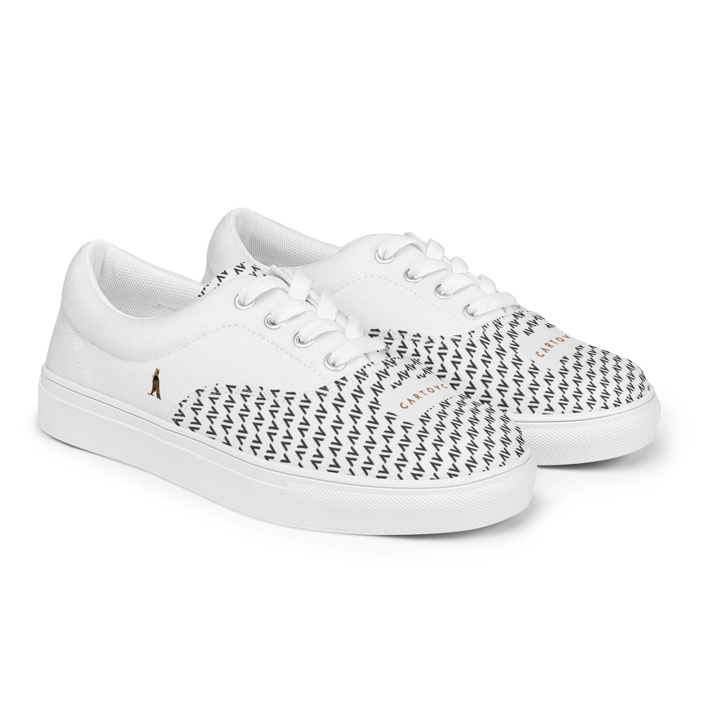 Men’s Lace-Up Canvas Shoes | 'Cartovche Osiris' (White with Black)
