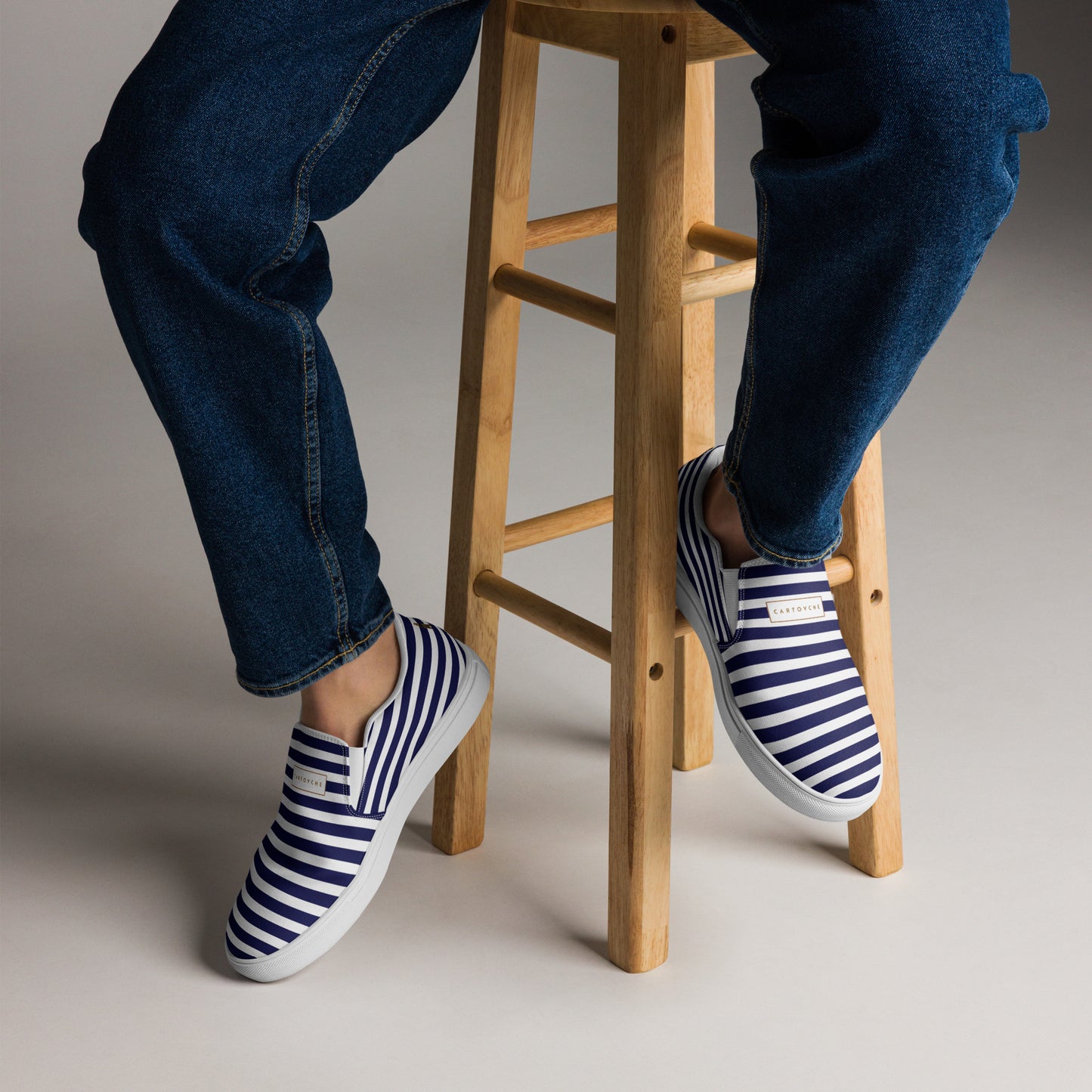 Men’s Slip-On Canvas Shoes | 'Cartovche Ramesses' (Blue & White Stripe)