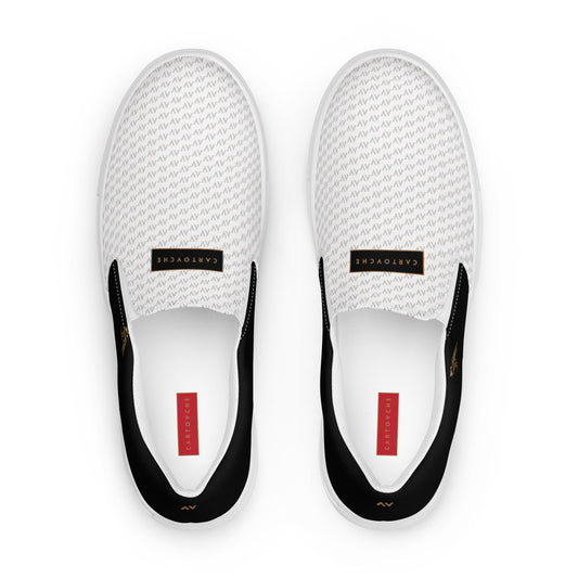 Men’s Slip-On Canvas Shoes | 'Cartovche Ramesses' (White & Black)