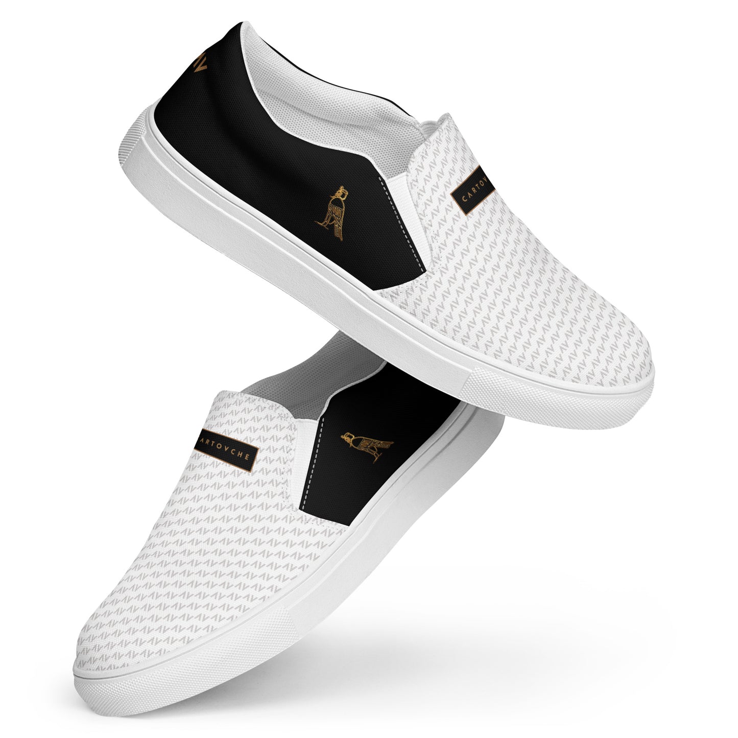 Men’s Slip-On Canvas Shoes | 'Cartovche Ramesses' (White & Black)