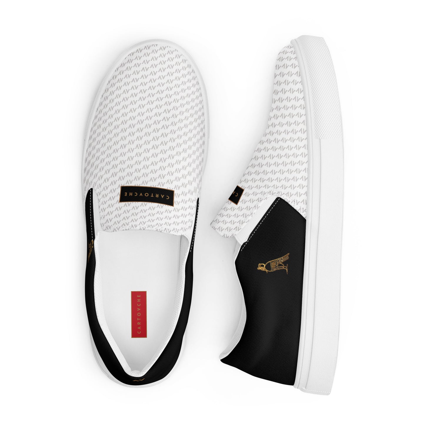 Men’s Slip-On Canvas Shoes | 'Cartovche Ramesses' (White & Black)