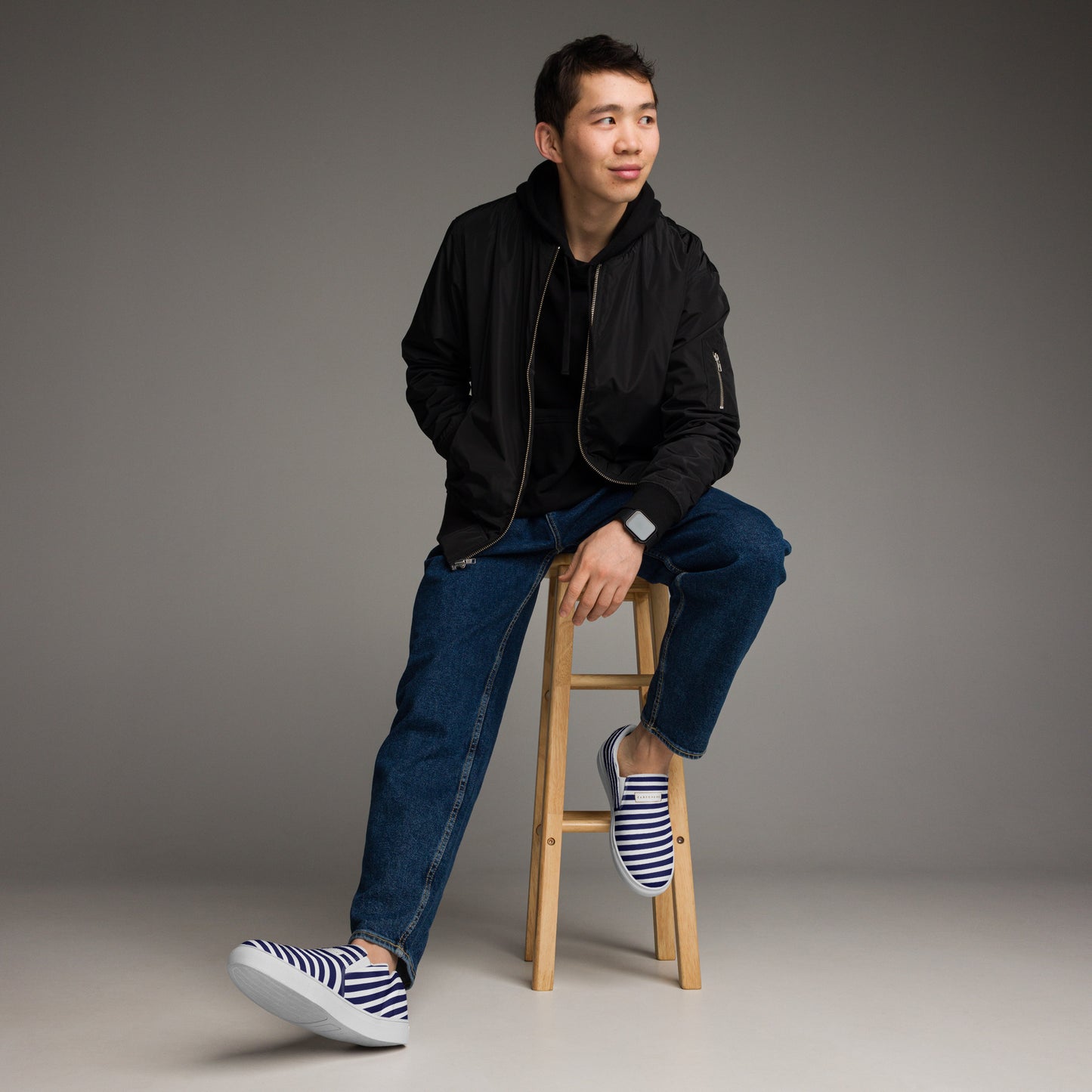 Men’s Slip-On Canvas Shoes | 'Cartovche Ramesses' (Blue & White Stripe)