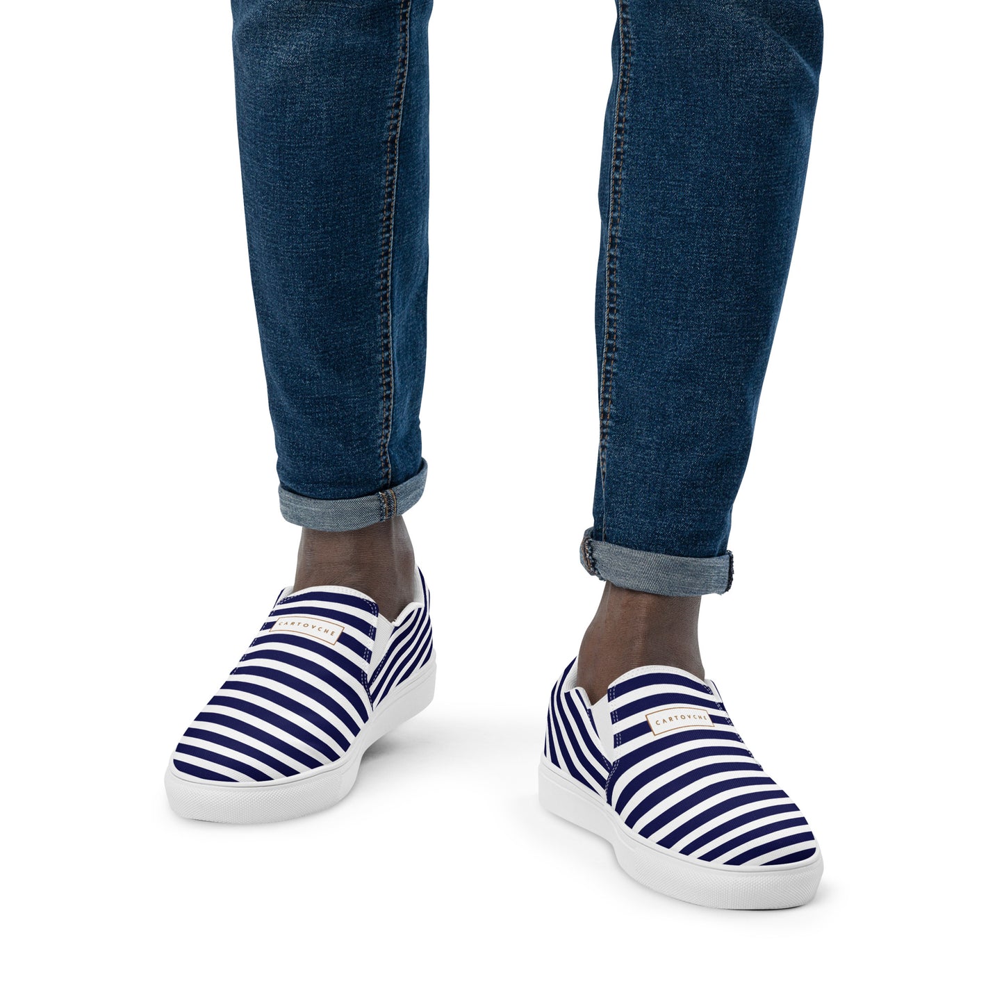 Men’s Slip-On Canvas Shoes | 'Cartovche Ramesses' (Blue & White Stripe)