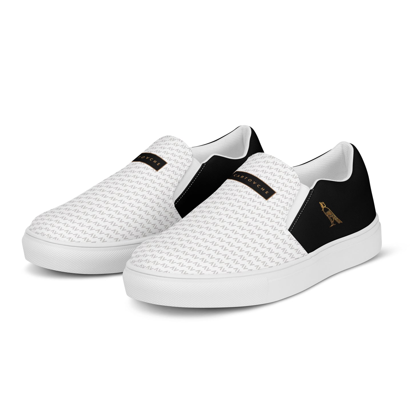 Men’s Slip-On Canvas Shoes | 'Cartovche Ramesses' (White & Black)