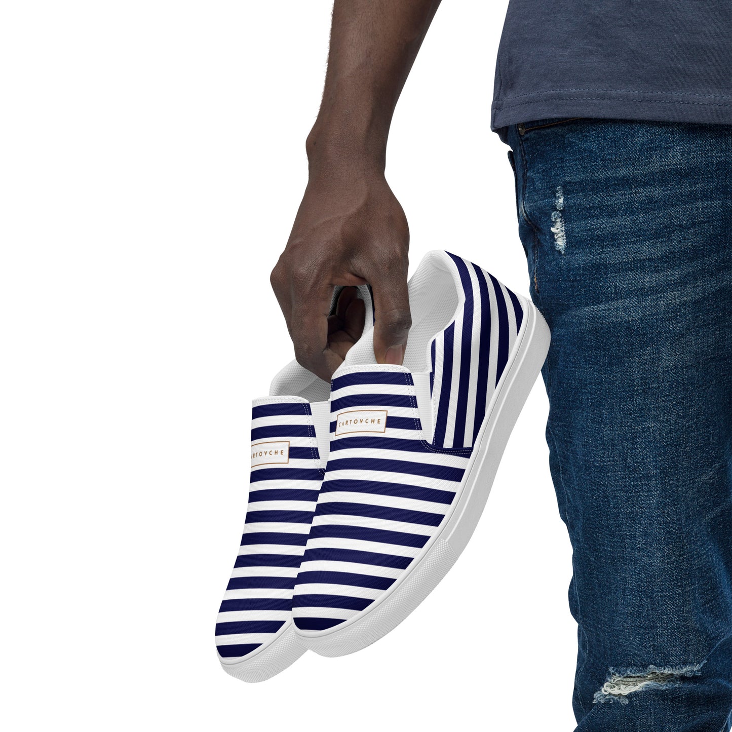 Men’s Slip-On Canvas Shoes | 'Cartovche Ramesses' (Blue & White Stripe)
