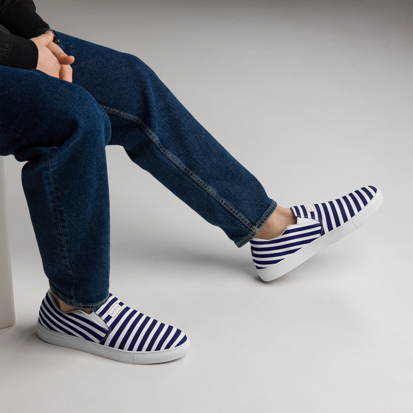 Men’s Slip-On Canvas Shoes | 'Cartovche Ramesses' (Blue & White Stripe)