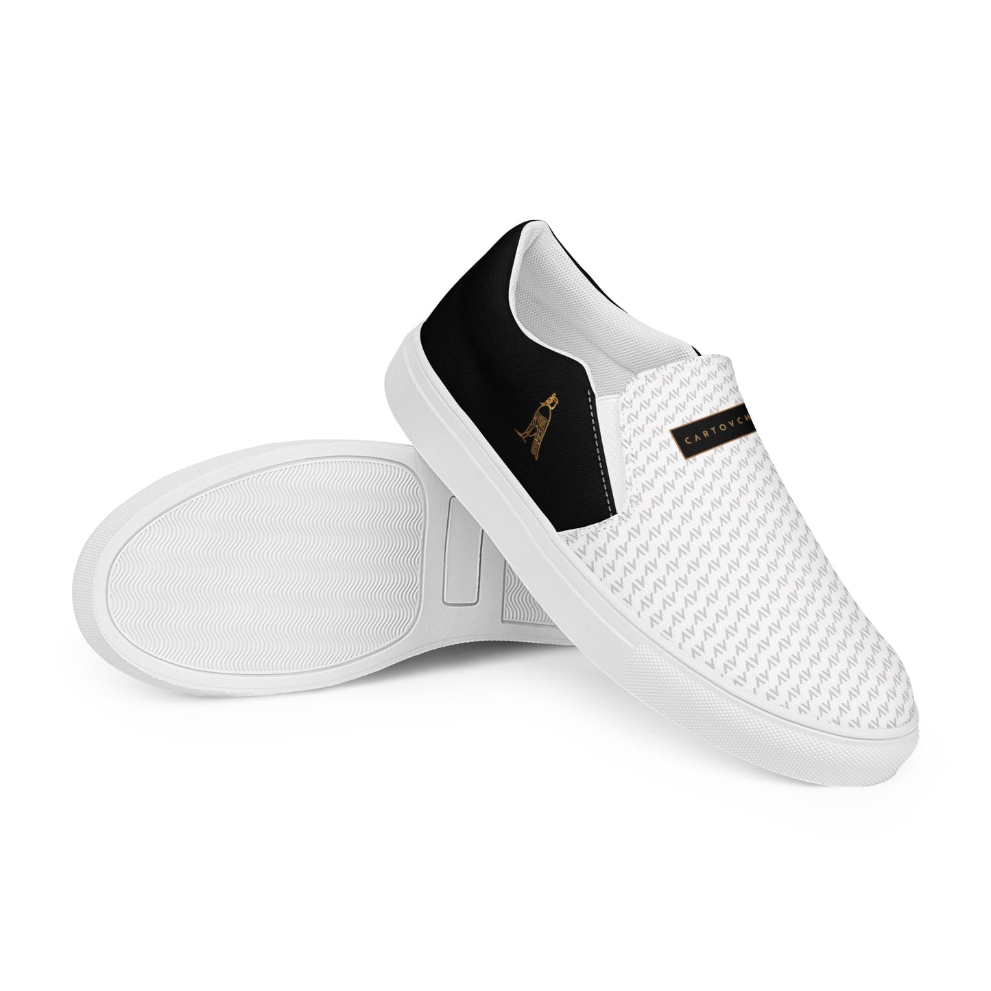 Men’s Slip-On Canvas Shoes | 'Cartovche Ramesses' (White & Black)